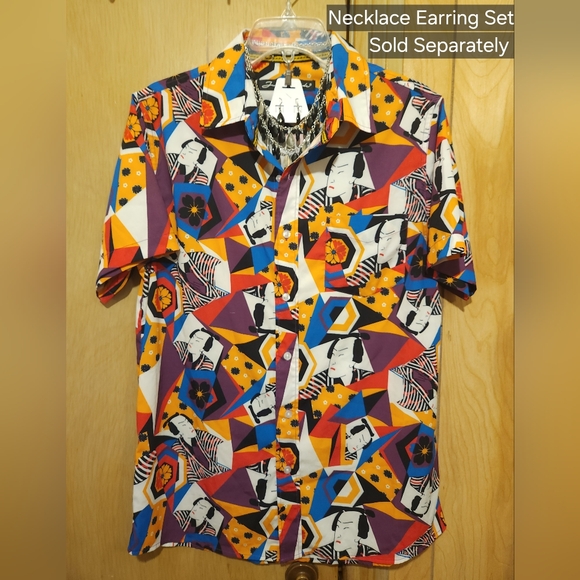 Just Attitude Mens Med Shirt Samari Grafic Design Button-down Womens L - Picture 3 of 10
